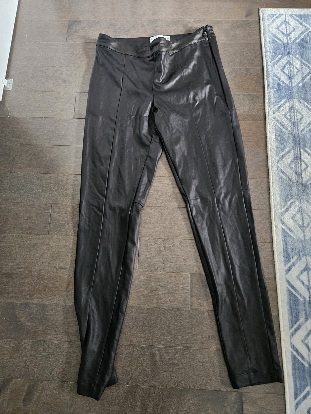 Mango Black Faux-Leather Slim Leggings